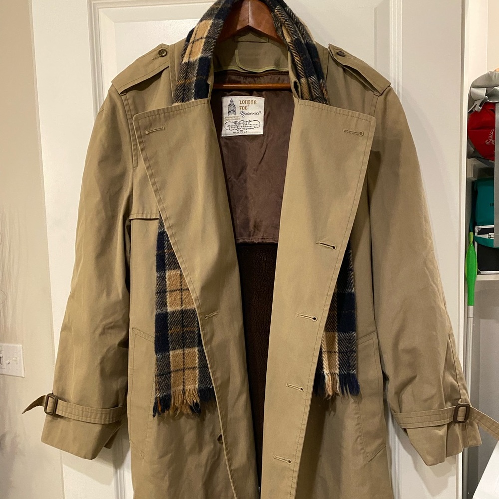 VINTAGE⚡️LONDON FOG 60’s Belted Trench w/winter plush Liner⚡️extremely rareSZ:44